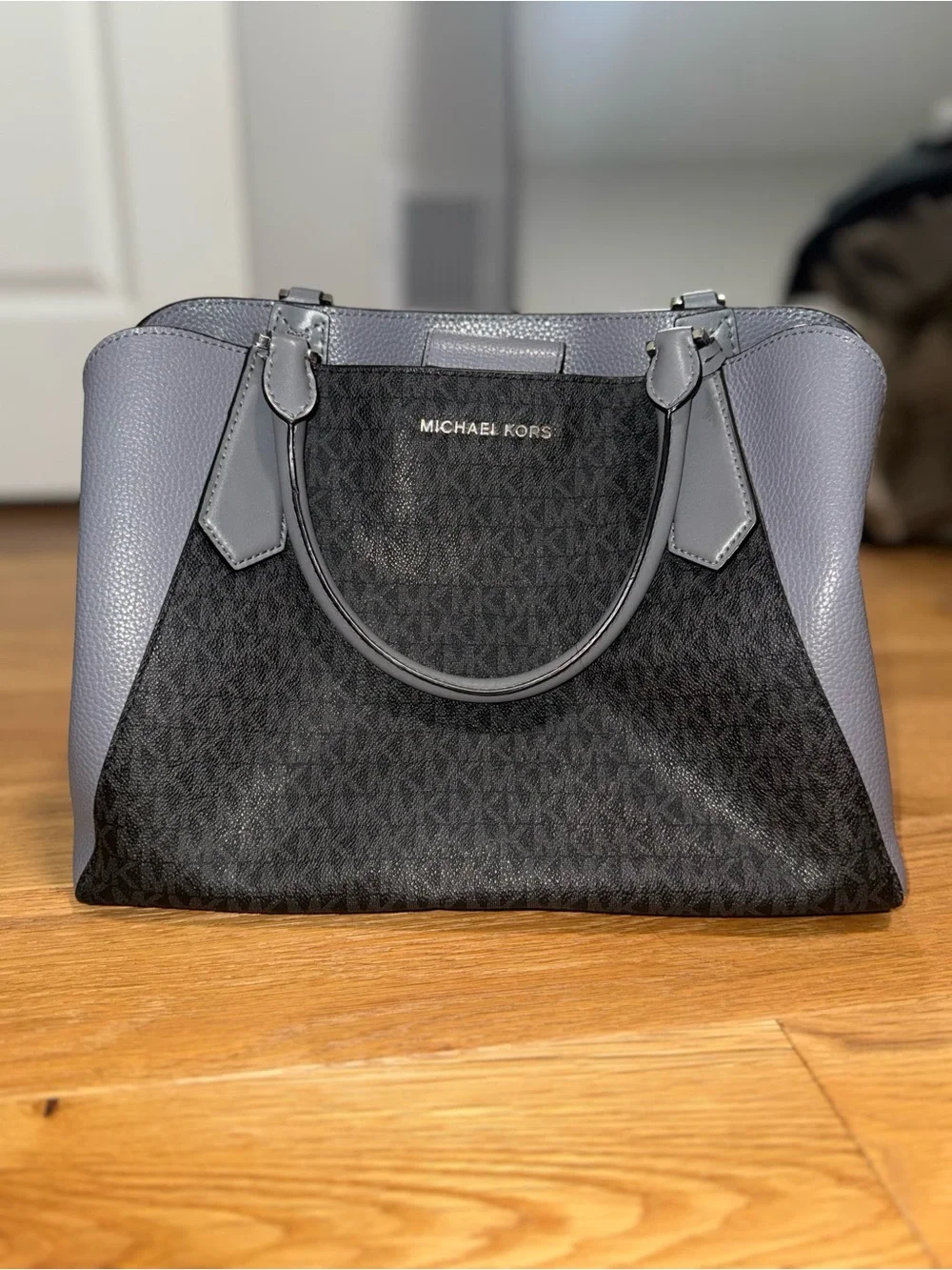 Michael Kors Black and Gray Logo Satchel